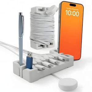 DeskBrick 2PK Silicone + Steel-Weighted Cord Holders for Desks. Weighted Cord Organizers & Cable Management for Desktops. Useful Phone Accessories & Cable Holders for Offices. No Adhesive. Light Gray DeskBrick 2PK Silicone + Steel-Weighted Cord Holders for Desks. Weighted Cord Organizers & Cable Management for Desktops. Useful Phone Accessories & Cable Holders for Offices. No Adhesive. Light Gray