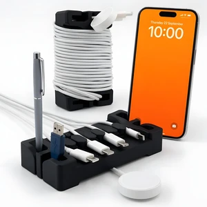 DeskBrick 2PK Silicone + Steel-Weighted Cord Holders for Desks. Weighted Cord Organizers & Cable Management for Desktops. Useful Phone Accessories & Cable Holders for Offices. No Adhesive. Black DeskBrick 2PK Silicone + Steel-Weighted Cord Holders for Desks. Weighted Cord Organizers & Cable Management for Desktops. Useful Phone Accessories & Cable Holders for Offices. No Adhesive. Black