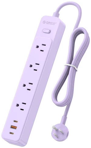 Power Strip, 1.7'' Wider Space Outlet Extension Cord with USB, Purple 7 In 1, 20W Max USB-C & 18W Max USB-A Port, 5FT/10FT Optional, Flat Plug, Wide Space Extender Powerstrip for Home, Office Power Strip, 1.7'' Wider Space Outlet Extension Cord with USB, Purple 7 In 1, 20W Max USB-C & 18W Max USB-A Port, 5FT/10FT Optional, Flat Plug, Wide Space Extender Powerstrip for Home, Office