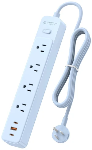 Power Strip, 1.7'' Wider Space Outlet Extension Cord with USB, Blue 7 In 1, 20W Max USB-C & 18W Max USB-A Port, 5FT/10FT Optional, Flat Plug, Wide Space Extender Powerstrip for Home, Office Power Strip, 1.7'' Wider Space Outlet Extension Cord with USB, Blue 7 In 1, 20W Max USB-C & 18W Max USB-A Port, 5FT/10FT Optional, Flat Plug, Wide Space Extender Powerstrip for Home, Office