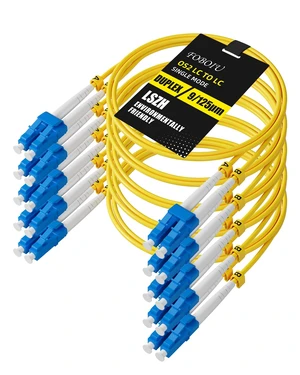 OS2 LC to LC Single Mode Fiber Patch Cable 1m/3.3ft 5-Pack, Duplex Individually Tested, Lc UPC to Lc UPC OS2 Optical Patch Cable, Singlemode 1G/10GB, 9/125µm, LSZH SMF Jumper Cord, Yellow OS2 LC to LC Single Mode Fiber Patch Cable 1m/3.3ft 5-Pack, Duplex Individually Tested, Lc UPC to Lc UPC OS2 Optical Patch Cable, Singlemode 1G/10GB, 9/125µm, LSZH SMF Jumper Cord, Yellow