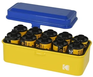 120/135 Film Case - for 8 Rolls of 120 Films / 10 Rolls of 35mm Films - Retro Steel Case to Sort & Safeguard Film (Blue Top/Yellow Body) 120/135 Film Case - for 8 Rolls of 120 Films / 10 Rolls of 35mm Films - Retro Steel Case to Sort & Safeguard Film (Blue Top/Yellow Body)
