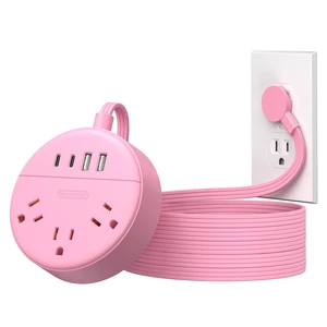 Pink Extension Cord 10 ft, Flat Plug Power Strip with 2 USB-C & 2 USB-A, Flat Extension Cord Under Carpet, Wall Mount, Pink Power Strip for Indoor, Home, Vanity Desk, Nightstand, Dorm Room Pink Extension Cord 10 ft, Flat Plug Power Strip with 2 USB-C & 2 USB-A, Flat Extension Cord Under Carpet, Wall Mount, Pink Power Strip for Indoor, Home, Vanity Desk, Nightstand, Dorm Room