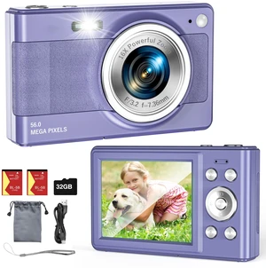 Upgrade Digital Camera, 56MP FHD 1080P Camera for Kids with 32GB TF Card, Two Batteries, Lanyard, Compact Small Camera for Kids Boys Girls Upgrade Digital Camera, 56MP FHD 1080P Camera for Kids with 32GB TF Card, Two Batteries, Lanyard, Compact Small Camera for Kids Boys Girls