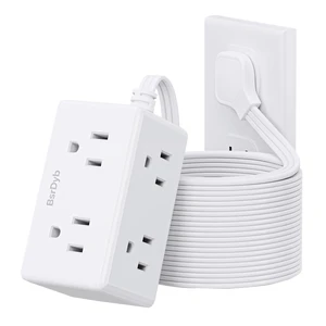 15Ft Flat Plug Small Power Strip,3-Side White Extension Cord with 6 Wide Outlets Extender,No Surge Protector,Cruise Ship Essentials,Multi Plug for College Dorm Home Office Travel,Wall Mount,ETL Listed 15Ft Flat Plug Small Power Strip,3-Side White Extension Cord with 6 Wide Outlets Extender,No Surge Protector,Cruise Ship Essentials,Multi Plug for College Dorm Home Office Travel,Wall Mount,ETL Listed