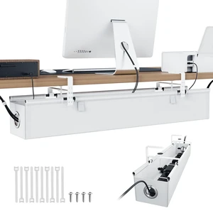 Under Desk Cable Management Tray 36", No Drill Cord Organizer, White Heavy Duty, Large Capacity, 3-Level Clamp Fit 0"-2.5" Desks, Clamp/Screw Mount, for Home, Office, Gaming, Room, Studio Under Desk Cable Management Tray 36", No Drill Cord Organizer, White Heavy Duty, Large Capacity, 3-Level Clamp Fit 0"-2.5" Desks, Clamp/Screw Mount, for Home, Office, Gaming, Room, Studio