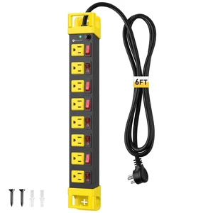 6FT Heavy Duty Power Strip,8 Outlet Individual Switches-15A/1875W Metal Power Strip with Surge Protector 1200 Joules,Flat Plug Design,14 AWG Extension Cord Management,Wall Mountable-ETL 6FT Heavy Duty Power Strip,8 Outlet Individual Switches-15A/1875W Metal Power Strip with Surge Protector 1200 Joules,Flat Plug Design,14 AWG Extension Cord Management,Wall Mountable-ETL