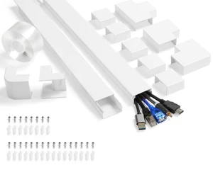 157in Cord Covers for Wires on Wall, Large Wall Wire Hider Kit, White Large Cord Hider for Wall Mount TV, Cable Covers for Cords on Wall, Hide Cords Wall Mounted TV, 10 x L15.7in W1.54in H0.74in 157in Cord Covers for Wires on Wall, Large Wall Wire Hider Kit, White Large Cord Hider for Wall Mount TV, Cable Covers for Cords on Wall, Hide Cords Wall Mounted TV, 10 x L15.7in W1.54in H0.74in