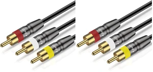 3RCA to 3RCA Cable, Gold Plated Connect Joint RCA Cable Heavy Duty Copper Shell 3 RCA Male to 3 RCA Male Stereo Audio Cable, 6 Feet (Pack of 2) 3RCA to 3RCA Cable, Gold Plated Connect Joint RCA Cable Heavy Duty Copper Shell 3 RCA Male to 3 RCA Male Stereo Audio Cable, 6 Feet (Pack of 2)