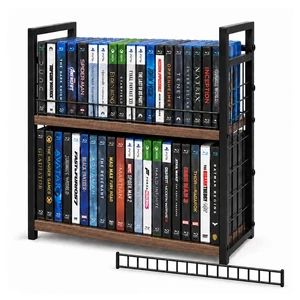 2-Tier DVD Rack, Blu-ray Video Game Storage with Detachable Door Stackable Design for Easy Access, Holds 56 DVD Cases, CD and Blu-ray Organizer with Wood-Grain Shelves 2-Tier DVD Rack, Blu-ray Video Game Storage with Detachable Door Stackable Design for Easy Access, Holds 56 DVD Cases, CD and Blu-ray Organizer with Wood-Grain Shelves