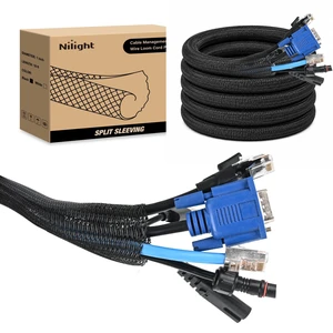Cable Sleeve, 10ft-1inch Cord Management Sleeves Black Wire Loom Braided Sleeving, Split Self Wrapping Wire Loom for Computer Electrical Automotive Harness Protector Organizer, Black Cable Sleeve, 10ft-1inch Cord Management Sleeves Black Wire Loom Braided Sleeving, Split Self Wrapping Wire Loom for Computer Electrical Automotive Harness Protector Organizer, Black