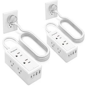 10 FT Extension Cord Power Strip-with 6 Widely Outlets and 4 USB Ports(2 USB-C Port,PD20W Fast Charging),Extension Cord 10 ft(1250W/10A),Wall Mount for Home Office,900 J,White(2 Pack) 10 FT Extension Cord Power Strip-with 6 Widely Outlets and 4 USB Ports(2 USB-C Port,PD20W Fast Charging),Extension Cord 10 ft(1250W/10A),Wall Mount for Home Office,900 J,White(2 Pack)