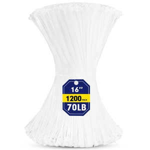 Zip Ties, 1200pcs White Cable Zip Ties 16 Inch, Heavy Duty Plastic Wire Ties with 70lb Tensile Strength, Self-Locking White Nylon Tie Wraps for Indoor and Outdoor Zip Ties, 1200pcs White Cable Zip Ties 16 Inch, Heavy Duty Plastic Wire Ties with 70lb Tensile Strength, Self-Locking White Nylon Tie Wraps for Indoor and Outdoor