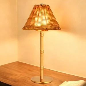 Mr.White Rechargeable Cordless Table Lamp with Wicker Shade, 5200mAh Battery Operated Portable Table Light with Touch Control, for Patio Restaurant Kitchen Dinner (Gold) Mr.White Rechargeable Cordless Table Lamp with Wicker Shade, 5200mAh Battery Operated Portable Table Light with Touch Control, for Patio Restaurant Kitchen Dinner (Gold)