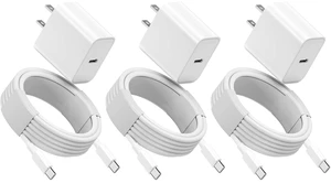 10FT Long USBC to USBC Cable for iPhone 17 16 15 Fast Charging, 3 Pack 20W USB C Fast Charger Block with Long USB C to C Charger Cable Cord for iPhone 17 Pro Max/16 Pro/16 Plus/15/15 Pro max