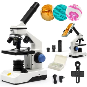 Microscope for Adults 80X-2000X Compound Monocular Kit High-Power Biological Microscope for StudentsSchool Lab & Home Schooling,with Slides Set & Phone Adapter SS121