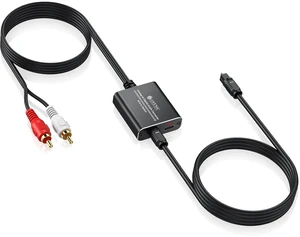 Professional 7ft Long RCA to Optical Audio Converter Built-in ADC Analog to Digital Audio Chip-Easy to Setup-USB Power-for CD Player to Optical Soundbar-Not Bi-Directional Professional 7ft Long RCA to Optical Audio Converter Built-in ADC Analog to Digital Audio Chip-Easy to Setup-USB Power-for CD Player to Optical Soundbar-Not Bi-Directional