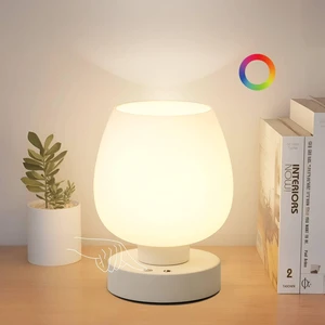 Cordless Touch Bedside Table Lamp, Small Rechargeable Battery RGB Light Touch Control Dimmable, 8 RGB Colors with Memory, 5400mAh Battery, Glass Lampshade, for Bedroom Living Room Kitchen Counter Cordless Touch Bedside Table Lamp, Small Rechargeable Battery RGB Light Touch Control Dimmable, 8 RGB Colors with Memory, 5400mAh Battery, Glass Lampshade, for Bedroom Living Room Kitchen Counter