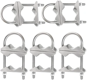 Double Antenna Mast Clamp - 5 PCS Antenna Pole Mount Bracket V Jaw Block with U Bolts,Heavy Duty Mast Mount Bracket Kit Double Antenna Mast Clamp - 5 PCS Antenna Pole Mount Bracket V Jaw Block with U Bolts,Heavy Duty Mast Mount Bracket Kit