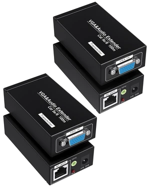 2 Pack VGA Over Ethernet Extender, 328ft/100m, Sender+Receiver VGA Extender to Cat5e Cat6 Ethernet Cable, RJ45 V GA Transmitter Receiver 2 Pack VGA Over Ethernet Extender, 328ft/100m, Sender+Receiver VGA Extender to Cat5e Cat6 Ethernet Cable, RJ45 V GA Transmitter Receiver