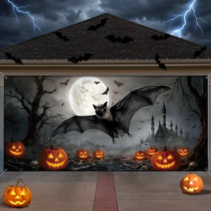 7x16 ft Bat Halloween Garage Door Cover Pumpkin Moon Backdrop Outdoor Banner for Yard Wall Party, Spooky Bat Pumpkin Design, Waterproof Material, Easy Hang for Holiday Decor 7x16 ft Bat Halloween Garage Door Cover Pumpkin Moon Backdrop Outdoor Banner for Yard Wall Party, Spooky Bat Pumpkin Design, Waterproof Material, Easy Hang for Holiday Decor