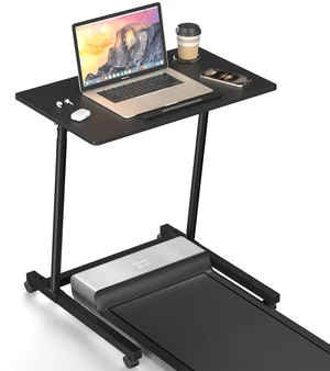 Treadmill Desk, Mobile Small Standing Desk with Wheels for Walking Pad, Portable Table for Laptop, Rolling Table Adjustable Height, Bedside TableBlack Treadmill Desk, Mobile Small Standing Desk with Wheels for Walking Pad, Portable Table for Laptop, Rolling Table Adjustable Height, Bedside TableBlack