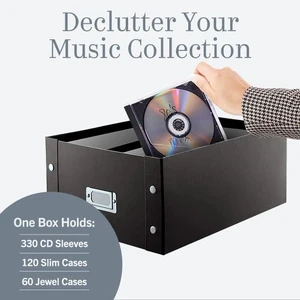 CD Storage Box - Pack of 2/2 - Durable Disc Holder with Lid to Store for Discs (2 Pack - Doublewide CD, Black) CD Storage Box - Pack of 2/2 - Durable Disc Holder with Lid to Store for Discs (2 Pack - Doublewide CD, Black)