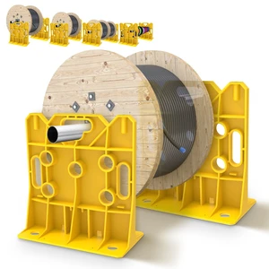 Wire Spool Rack, Electrical Wire Dispenser, Cable Management Rack 1 Pair Multi Purpose Wire Dispenser for Organizing Cables 34" Diameter 17" Tall 15.87" Wide 330 Pound Weight Capacity Yellow