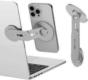Magnetic Laptop Phone Holder, 360° Rotating Mount, Grey Compatible with iPhone MagSafe and All Phones, MacBook, PC Monitor, Screen Stand for Tesla, Portable Accessory Magnetic Laptop Phone Holder, 360° Rotating Mount, Grey Compatible with iPhone MagSafe and All Phones, MacBook, PC Monitor, Screen Stand for Tesla, Portable Accessory
