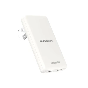 UltraSlim 70W GaN II Dual USB-C PD Wall Charger - Compact Flat Plug Adapter with Foldable Design, Intelligent Power Allocation & Fast Charging for Laptops & Phones - White UltraSlim 70W GaN II Dual USB-C PD Wall Charger - Compact Flat Plug Adapter with Foldable Design, Intelligent Power Allocation & Fast Charging for Laptops & Phones - White