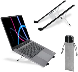 Portable Laptop Stand, Foldable Laptop, (10-15.6") Stand for Desk and, Ergonomic 6-Level Angle Adjustable Computer Riser, Compact ABS Holder Compatible with All Lap Tops Portable Laptop Stand, Foldable Laptop, (10-15.6") Stand for Desk and, Ergonomic 6-Level Angle Adjustable Computer Riser, Compact ABS Holder Compatible with All Lap Tops