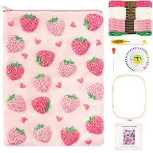 DIY Embroidered Strawberry Padded Sleeve Pouch for Tablet, 7-8Inch Christmas Strawberry Embroidery Kit, Padded Thread & Fabric, Fits E-Reader iPad Mini Universal 6-6.8 7-8 Inch Tablet DIY Embroidered Strawberry Padded Sleeve Pouch for Tablet, 7-8Inch Christmas Strawberry Embroidery Kit, Padded Thread & Fabric, Fits E-Reader iPad Mini Universal 6-6.8 7-8 Inch Tablet