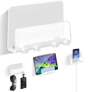 Clear Wall Mount Adhesive Phone Holder,Multi-Function Cell Phone Charging Brackets Holders,Hook for Living Room, Kitchen, Bathroom, Office,Compatible with Most Phones and Tablet Clear Wall Mount Adhesive Phone Holder,Multi-Function Cell Phone Charging Brackets Holders,Hook for Living Room, Kitchen, Bathroom, Office,Compatible with Most Phones and Tablet