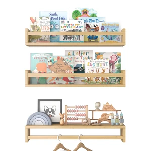Floating Nursery Book Shelves for Wall, 15.7 Inch Nature Solid Wood Wall Mounted Bookshelf Set of 3, Hanging Bookshelves for Kids Room, Bedroom Nursery Decor and Book Storage (Wood) Floating Nursery Book Shelves for Wall, 15.7 Inch Nature Solid Wood Wall Mounted Bookshelf Set of 3, Hanging Bookshelves for Kids Room, Bedroom Nursery Decor and Book Storage (Wood)