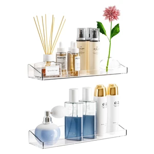 Acrylic Shelves for Bathroom Wall - No Drilling Shelf, Adhesive Wall Mounted Storage Organizer - Invisible Floating Shelves for Action Figures, Collectibles, Makeup, Perfume, Books, Room Decor (2PCS) Acrylic Shelves for Bathroom Wall - No Drilling Shelf, Adhesive Wall Mounted Storage Organizer - Invisible Floating Shelves for Action Figures, Collectibles, Makeup, Perfume, Books, Room Decor (2PCS)