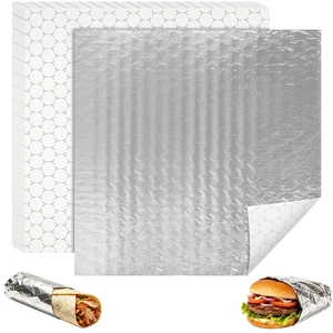 100 Pcs Insulated Sandwich Wrappers, 12x12" Aluminum Foil Sheets 100 Pcs Insulated Sandwich Wrappers, 12x12" Aluminum Foil Sheets