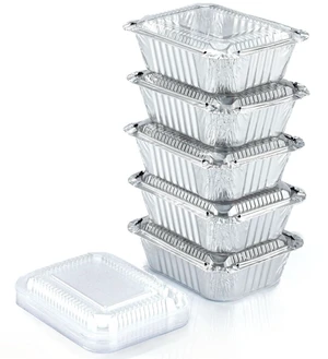 Aluminum Pans with Lids, Disposable Baking Foil Containers, Takeout Food Storage, Freezer - Mini Foil Pans with Clear Lids for Restaurants & Catering - Size 5.5x4.5x1.9 Spare Essentials Aluminum Pans with Lids, Disposable Baking Foil Containers, Takeout Food Storage, Freezer - Mini Foil Pans with Clear Lids for Restaurants & Catering - Size 5.5x4.5x1.9 Spare Essentials