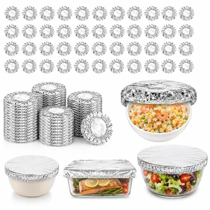 120Pcs-Reusable Aluminum Foil Food Covers | Stretch 3x to fit 10-28cm bowls. Thick foil keeps food hot, rinses clean fast. Strong, reusable, microwave-safe. 120-pk. 120Pcs-Reusable Aluminum Foil Food Covers | Stretch 3x to fit 10-28cm bowls. Thick foil keeps food hot, rinses clean fast. Strong, reusable, microwave-safe. 120-pk.