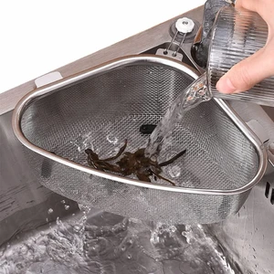 KitchenFood Catcher Strainer for Kitchen Waste Sink Triangle Tri-Holder Filter, Sink Strainer, Multifunction Saddle Leftover Mesh Stainless Steel Strainer KitchenFood Catcher Strainer for Kitchen Waste Sink Triangle Tri-Holder Filter, Sink Strainer, Multifunction Saddle Leftover Mesh Stainless Steel Strainer