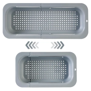 Extendable Sink Colander Strainer Basket - Wash Vegetables and Fruits, Drain Cooked Pasta and Dry Dishes - Adjustable Over the Sink Colander Collapsible Drainer Basket -Gray Extendable Sink Colander Strainer Basket - Wash Vegetables and Fruits, Drain Cooked Pasta and Dry Dishes - Adjustable Over the Sink Colander Collapsible Drainer Basket -Gray