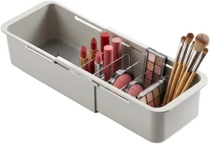 Li&Zhao Drawer Organizer- Adjustable Storage Bins with 5 Dividers, Gray Clear Drawer Organizer for Kitchen, Bedroom, and Office, Expandable clear organizer bins for Makeup, Utensils, and Gadgets Li&Zhao Drawer Organizer- Adjustable Storage Bins with 5 Dividers, Gray Clear Drawer Organizer for Kitchen, Bedroom, and Office, Expandable clear organizer bins for Makeup, Utensils, and Gadgets
