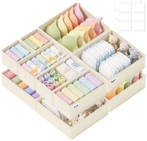 Drawer Organizer Storage for Clothes, Socks, 10 Pack, Beige Drawer Organizer Storage for Clothes, Socks, 10 Pack, Beige