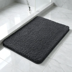 Polyester Bathroom Rug 17"x24" Dark Gray, Non-Slip Soft Bath Mat Polyester Bathroom Rug 17"x24" Dark Gray, Non-Slip Soft Bath Mat