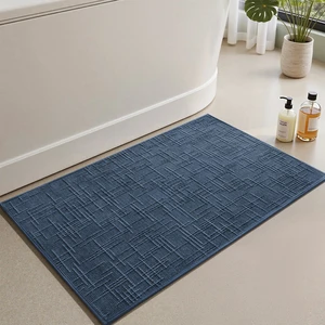 AMOAMI Bath Mat Non Slip Super Absorbent Quick Dry Bath Mats for Bathroom Floor Rubber Backing Washable Bathroom Rugs Modern Woven Jacquard Mat, Beside Tub Bath Rugs, 17" x 24", Blue AMOAMI Bath Mat Non Slip Super Absorbent Quick Dry Bath Mats for Bathroom Floor Rubber Backing Washable Bathroom Rugs Modern Woven Jacquard Mat, Beside Tub Bath Rugs, 17" x 24", Blue