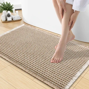 Smiry Waffle Bath Mat 30X18, Soft Absorbent Bathroom Rugs, Brown & Cream Smiry Waffle Bath Mat 30X18, Soft Absorbent Bathroom Rugs, Brown & Cream