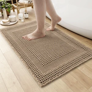 AMOAMI Waffle Bath Mat, Absorbent Bathroom Rugs Non Slip 18''x30'' Beige AMOAMI Waffle Bath Mat, Absorbent Bathroom Rugs Non Slip 18''x30'' Beige