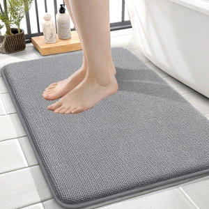 Thick Memory Foam Small Bathroom Rug 24x16, Absorbent Bath Mat, Grey Thick Memory Foam Small Bathroom Rug 24x16, Absorbent Bath Mat, Grey