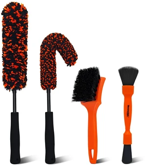YeewayVeh 4PCS Car Wheel Cleaning Kit, Bendable Wool Brush, Orange&Black YeewayVeh 4PCS Car Wheel Cleaning Kit, Bendable Wool Brush, Orange&Black