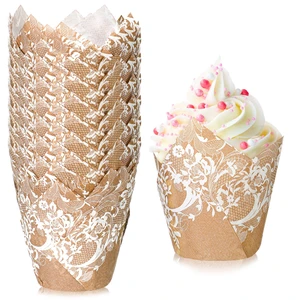 200 Pcs Wedding Tulip Cupcake Liner Tulip Muffin Liner, Lace 200 Pcs Wedding Tulip Cupcake Liner Tulip Muffin Liner, Lace