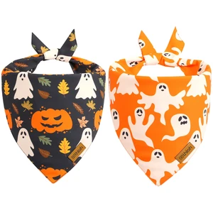Halloween Dog Bandanas - 2 Pack Fall Dog Bibs | Reversible Pumpkin and Ghost Pet Scarf for Boys and Girls | Premium Durable Fabric | Orange Dog Bandana for Medium and Large Dogs (Large) Halloween Dog Bandanas - 2 Pack Fall Dog Bibs | Reversible Pumpkin and Ghost Pet Scarf for Boys and Girls | Premium Durable Fabric | Orange Dog Bandana for Medium and Large Dogs (Large)